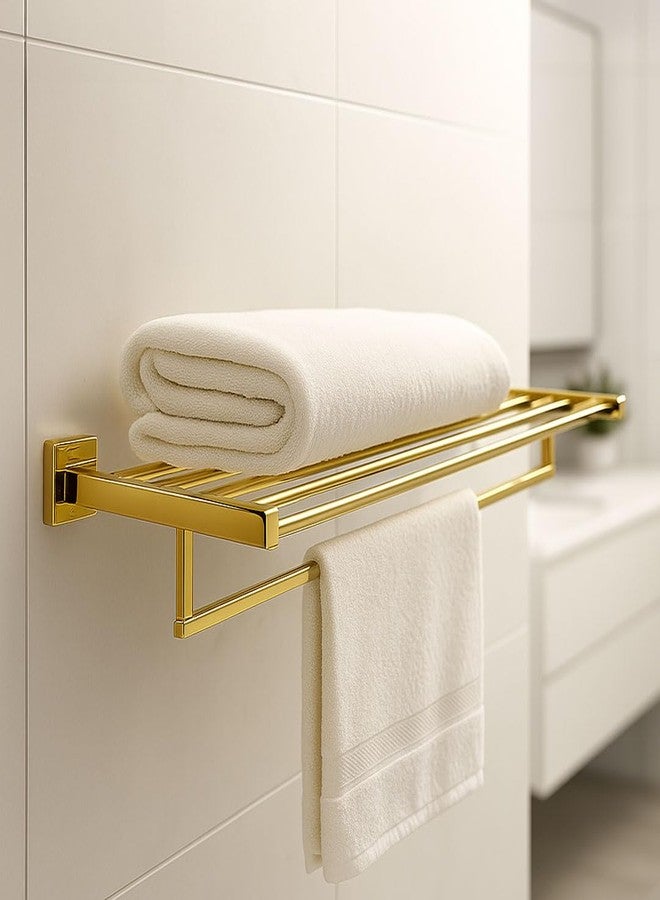 JIALTO Stainless Steel Folding 24 Inches Towel Rack for Bathroom - Durable, Stylish, Space-Saving Towel Holder & Stand - Perfect Bathroom Accessories Set for Home (Gold, Pack of 1) - Image 1